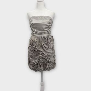 Badgley Mischka Mark James Strapless Party Dress in Silver Women’s Size 2